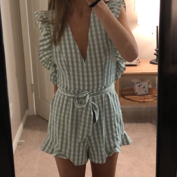 Lovers + Friends Jill Romper Sage Green - Picture 9 of 9